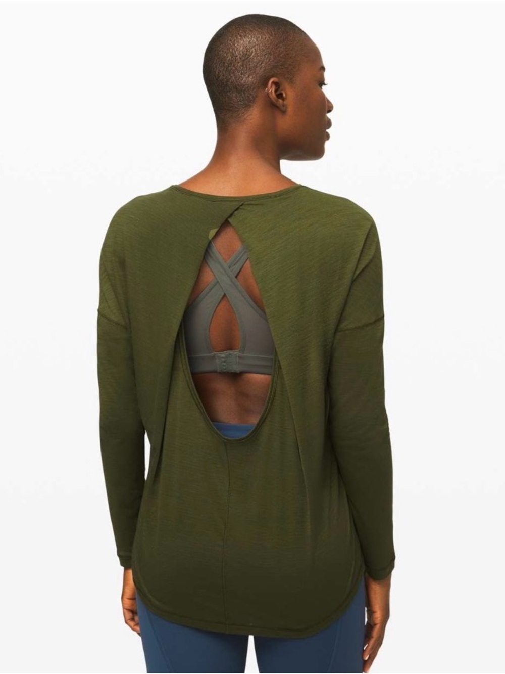 lululemon athletica Olive Green Open-Back Long Sleeve Top